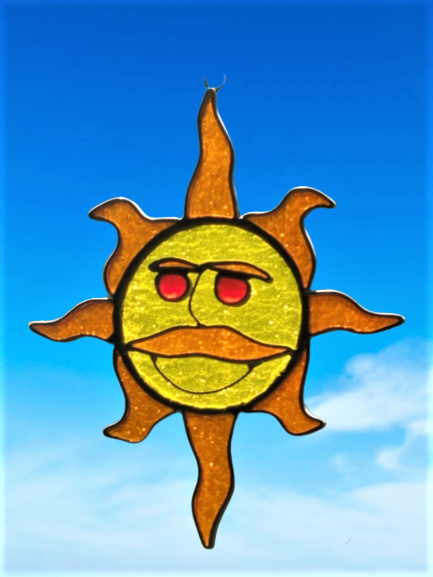 sunny face stained glass suncatcher