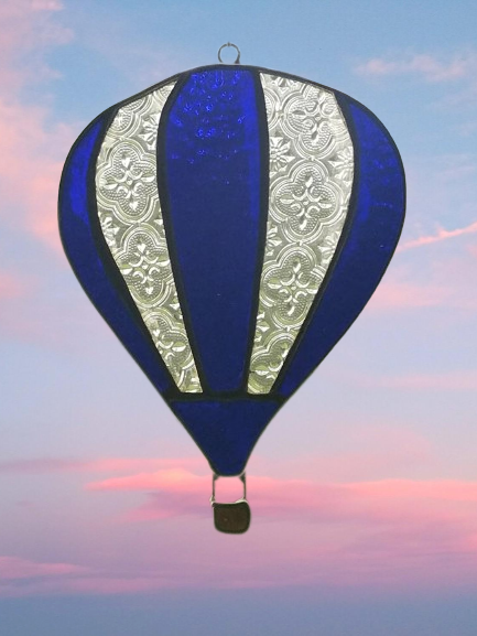 stained glass hot air balloon suncatcher